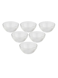 Uniglass Chutney Glass Bowl Set, 145ml, Set of 6, Transparent