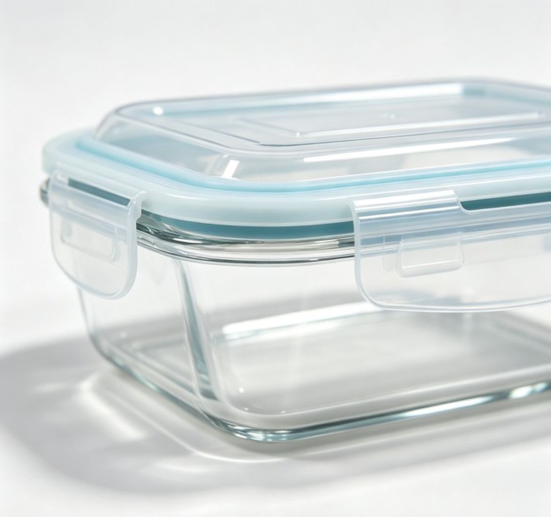 Smartserve Square Borosilicate Glass Lunch Box with Blue PP Lid, 510 ML Set of 2 | Microwave & Refrigerator Safe Food Storage Container | Meal Prep, Office, School & Home Use