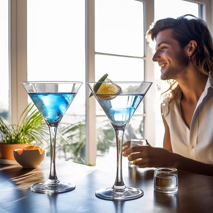smart "serve" Soda Lime Martini Glass Lead Free 190 ml Set of 6, Hand Blown Martini Glasses with long durable Stem - Elegant Cocktail Glasses for Bar, Martini, Cosmopolitan, Manhattan, Gimlet, Pisco Sour
