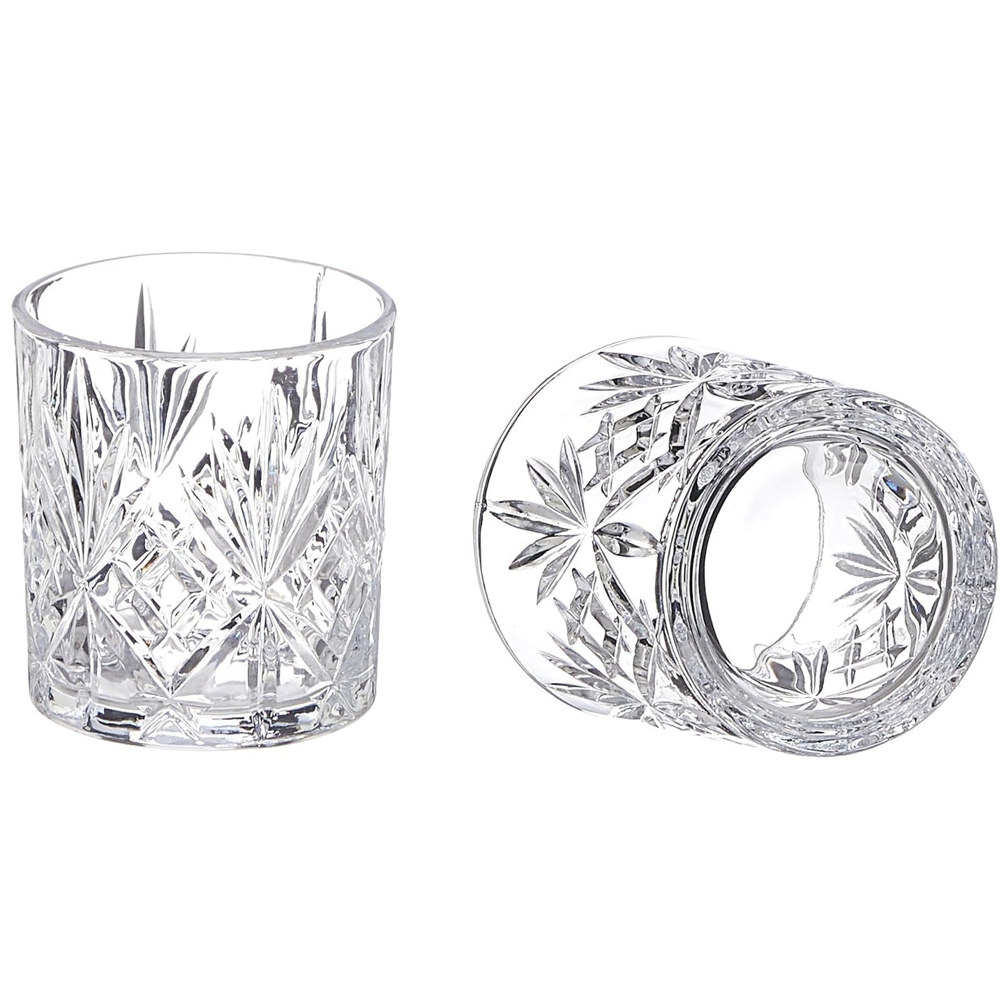 smart "serve" Diamond Cut Whiskey Glasses 340ml, Set of 6, Perfect Bar Glasses for Drinking Whisky, Bourbon, Scotch, Cocktails, Cognac- Old Fashioned Cocktail Tumblers, Classic Cut Design.