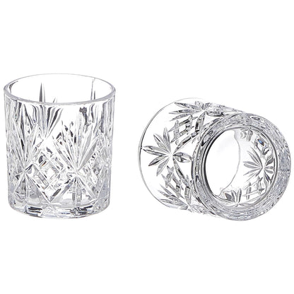 smart "serve" Diamond Cut Whiskey Glasses 340ml, Set of 6, Perfect Bar Glasses for Drinking Whisky, Bourbon, Scotch, Cocktails, Cognac- Old Fashioned Cocktail Tumblers, Classic Cut Design.