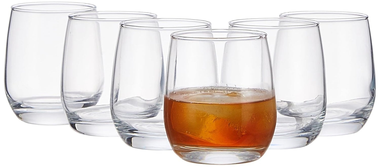 smart "serve" Oval Whiskey Glasses Set of 6 – 350ml Crystal Clear Tumblers for Whisky, Bourbon, Scotch, Cocktails & Drinks | Thick Durable Bar Glass Set for Home, Bar & Gifting