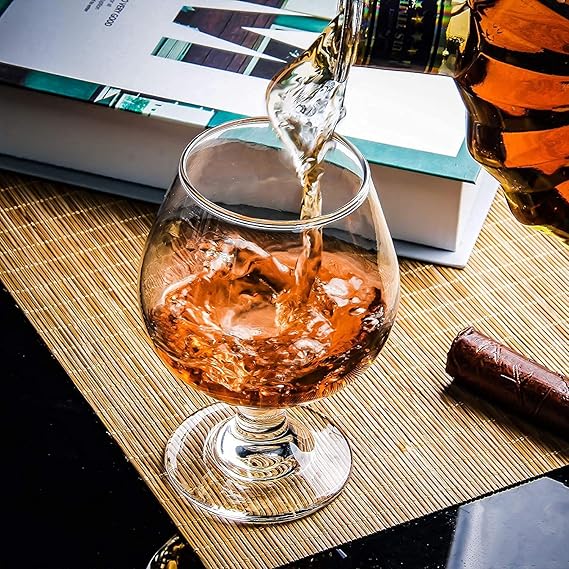 smart "serve" Crystal Brandy Whiskey Glasses 650 ml Set of 6 | Large Premium Cognac, Scotch, Bourbon & Cocktail Tumblers | Elegant Crystal Barware for Home, Parties, Bars & Gifting | Imported