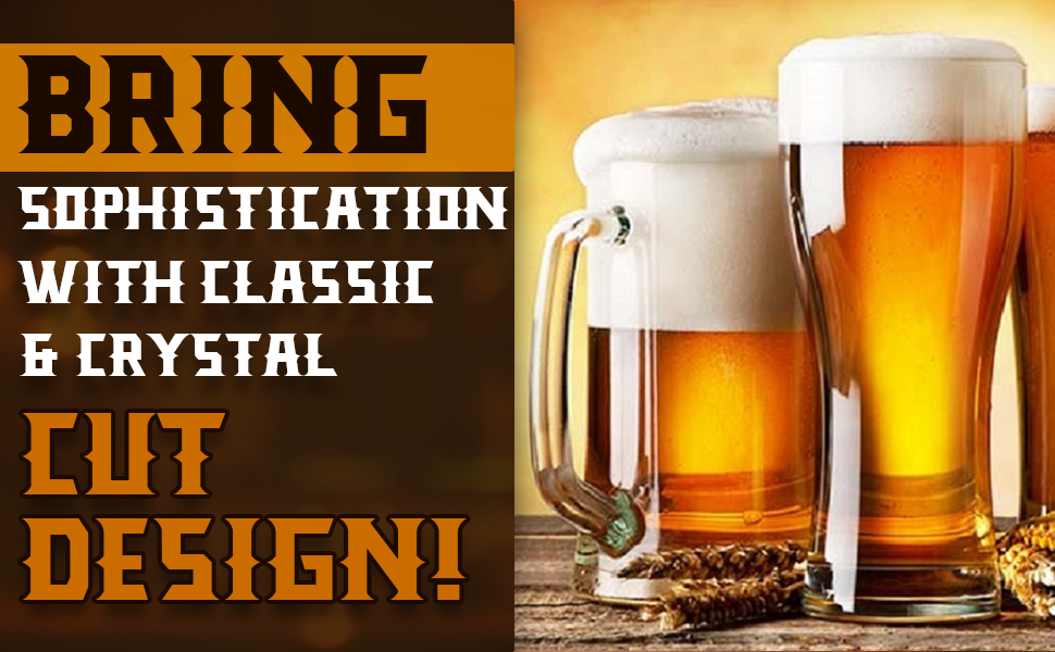 Smartserve Crystal Muscle Beer Mug Set of 6 | 600ml Heavy Clear Glass Beer Mugs | Premium Lead-Free Crystal Barware | Freezer Safe Thick Handle Large Beer Glass Set for Home, Bar & Parties