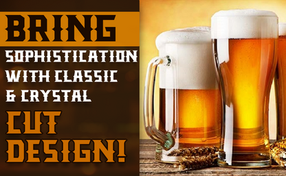 Smartserve Crystal Muscle Beer Mug Set of 6 | 600ml Heavy Clear Glass Beer Mugs | Premium Lead-Free Crystal Barware | Freezer Safe Thick Handle Large Beer Glass Set for Home, Bar & Parties