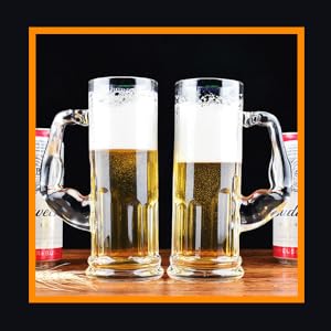 Smartserve Crystal Muscle Beer Mug Set of 6 | 600ml Heavy Clear Glass Beer Mugs | Premium Lead-Free Crystal Barware | Freezer Safe Thick Handle Large Beer Glass Set for Home, Bar & Parties
