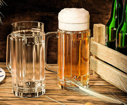 Versatile Beer Mug with Parallel Lines Pattern - Perfect for various beverages.