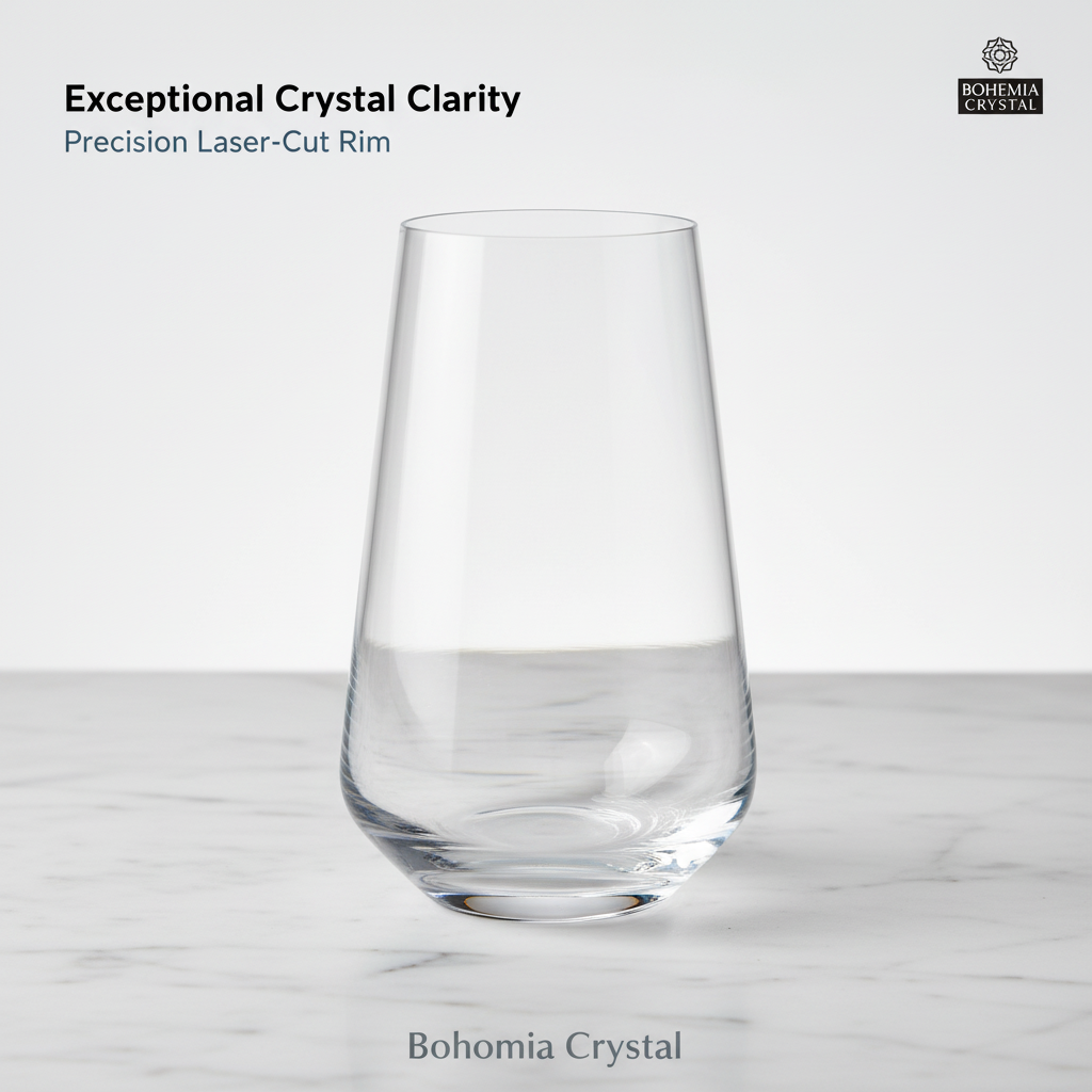 Bohemia Crystal Sandra Tall Cocktail Glasses 440 ml – Set of 6 | Lead-Free Czech Crystal Tumblers | Elegant Glassware for Cocktails, Whiskey, Bourbon, Scotch & Mixed Drinks | Dishwasher Safe