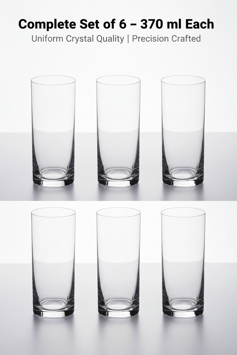 Bohemia Crystal Barline Glass Set of 6 – 300ml Tall Lead-Free Crystal Glasses for Mocktail, Cocktail, Vodka, Beer & Juice – Dishwasher Safe – Made in Czech Republic Set of 6 – Gift Box
