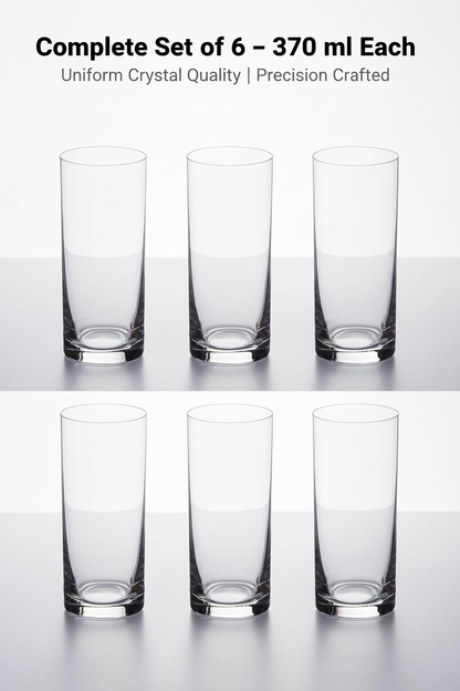 Bohemia Crystal Barline Glass Set of 6 – 300ml Tall Lead-Free Crystal Glasses for Mocktail, Cocktail, Vodka, Beer & Juice – Dishwasher Safe – Made in Czech Republic Set of 6 – Gift Box