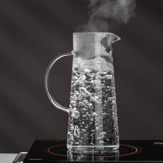 Glass Pitcher on a kitchen counter.