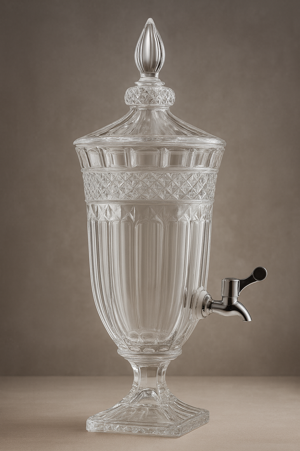 smart "serve" Premium Glass Dispenser Set 1800 ml | Transparent Lead Free Crystal Glass Beverage Jar with Tap & Lid | Elegant Juice, Mocktail & Water Server for Home, Parties & Events | Luxury Drink Dispenser for Kitchen & Gifting