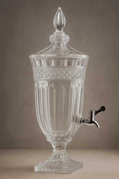 smart "serve" Premium Glass Dispenser Set 1800 ml | Transparent Lead Free Crystal Glass Beverage Jar with Tap & Lid | Elegant Juice, Mocktail & Water Server for Home, Parties & Events | Luxury Drink Dispenser for Kitchen & Gifting