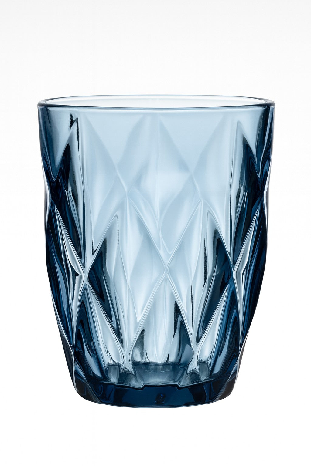 smart "serve" Blue Diamond Water Tumbler 280 ml Set of 6 | Premium Blue Transparent Lead Free Glass | Drinking Glasses for Water Juice Beverages