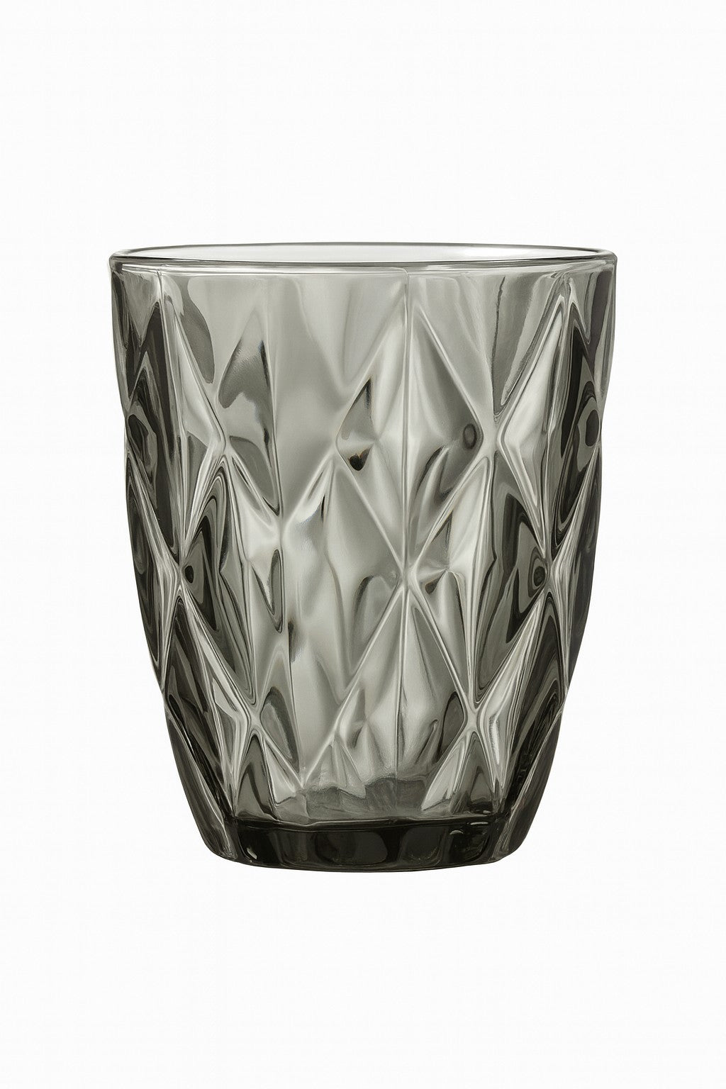 smart "serve" Grey Diamond Water Tumbler 280 ml Set of 6 | Premium Grey Transparent Lead Free Glass | Drinking Glasses for Water Juice Beverages