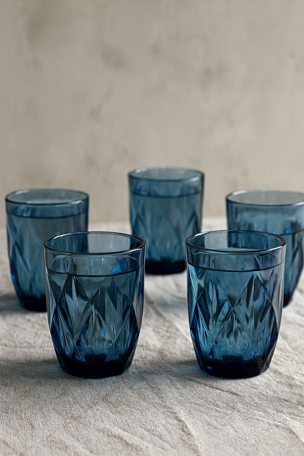 smart "serve" Blue Diamond Water Tumbler 280 ml Set of 6 | Premium Blue Transparent Lead Free Glass | Drinking Glasses for Water Juice Beverages