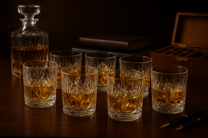 smart "serve" Royal Whiskey Glass Set of 6 – 305ml | Bulgarian Imported | Lead-Free Clear Glass | Dishwasher Safe | Modern Round Design for Whiskey, Cocktails, Cold Drinks, Home & Party Use