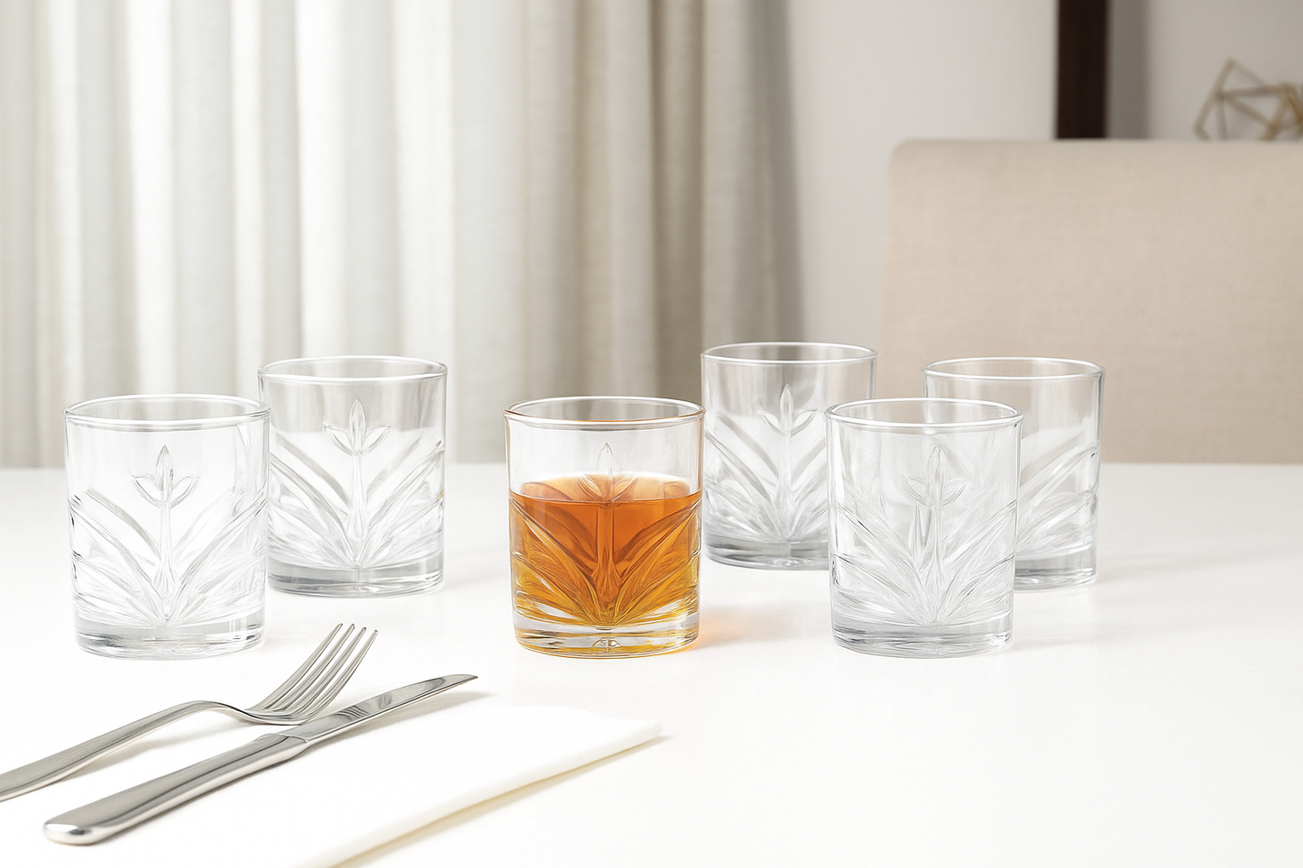 smart "serve" Crysalis Premium Whiskey Glass Set of 6, Clear, 285 ML | Bulgarian Imported, Crystal Design Lead Free Barware for Scotch, Bourbon, Liquor, Elegant Barware for Home, Parties & Gifts