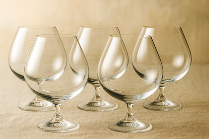 smart "serve" Crystal Brandy Whiskey Glasses 650 ml Set of 6 | Large Premium Cognac, Scotch, Bourbon & Cocktail Tumblers | Elegant Crystal Barware for Home, Parties, Bars & Gifting | Imported