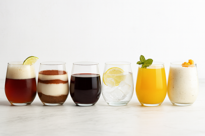 smart "serve" Stemless Wine Glass Set of 6-400ml | Imported Lead-Free Premium Crystal Clear Tumblers | Dishwasher Safe Glassware for Red Wine, Water, Whiskey, Juice, Cocktails, Party & Home Use