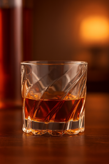 smart"serve" Dancing Base Whiskey Glasses 280 ml Set of 6 | Unique Rolling Crystal Glass for Scotch, Bourbon, Cocktails | Lead-Free, Dishwasher Safe, Premium Barware & Gift