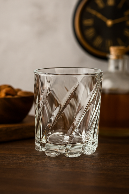 smart"serve" Dancing Base Whiskey Glasses 280 ml Set of 6 | Unique Rolling Crystal Glass for Scotch, Bourbon, Cocktails | Lead-Free, Dishwasher Safe, Premium Barware & Gift