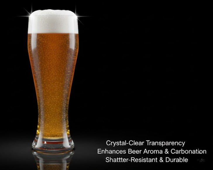 smart "serve" 580ml Tall Pilsner Beer Glass Set of 6 | Premium Transparent Glassware for Beer, Mocktails, Juice, Soda & More | Perfect for Home, Bar & Party Use | Gift Box | Imported Bar Weizen Glass