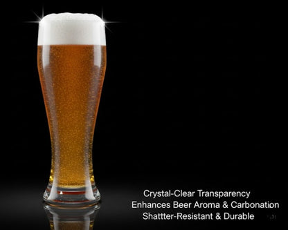 smart "serve" 580ml Tall Pilsner Beer Glass Set of 6 | Premium Transparent Glassware for Beer, Mocktails, Juice, Soda & More | Perfect for Home, Bar & Party Use | Gift Box | Imported Bar Weizen Glass