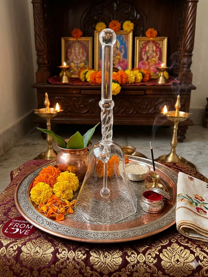 Smart Serve Designer Glass Bell for Pooja, Gifting & Home Décor