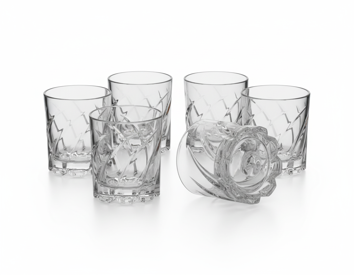 smart"serve" Dancing Base Whiskey Glasses 280 ml Set of 6 | Unique Rolling Crystal Glass for Scotch, Bourbon, Cocktails | Lead-Free, Dishwasher Safe, Premium Barware & Gift
