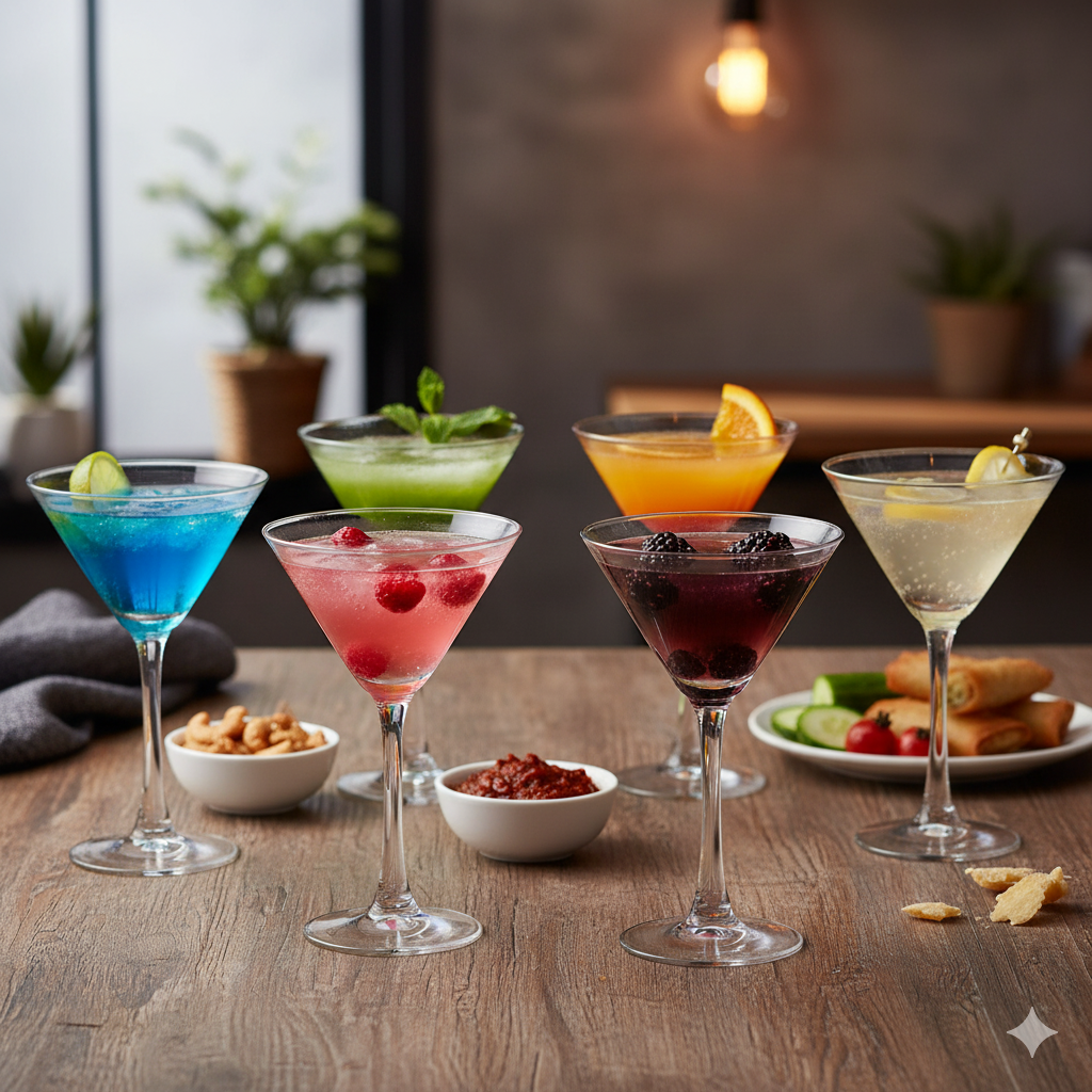 smart "serve" Soda Lime Martini Glass Lead Free 190 ml Set of 6, Hand Blown Martini Glasses with long durable Stem - Elegant Cocktail Glasses for Bar, Martini, Cosmopolitan, Manhattan, Gimlet, Pisco Sour