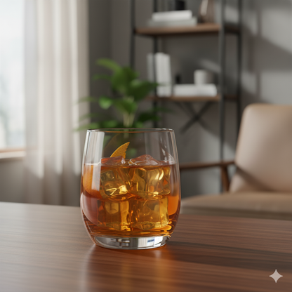 smart "serve" Oval Whiskey Glasses Set of 6 – 350ml Crystal Clear Tumblers for Whisky, Bourbon, Scotch, Cocktails & Drinks | Thick Durable Bar Glass Set for Home, Bar & Gifting