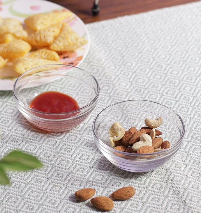 Uniglass Chutney Glass Bowl Set, 145ml, Set of 6, Transparent