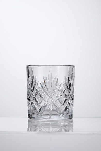 smart "serve" Diamond Cut Whiskey Glasses 340ml, Set of 6, Perfect Bar Glasses for Drinking Whisky, Bourbon, Scotch, Cocktails, Cognac- Old Fashioned Cocktail Tumblers, Classic Cut Design.