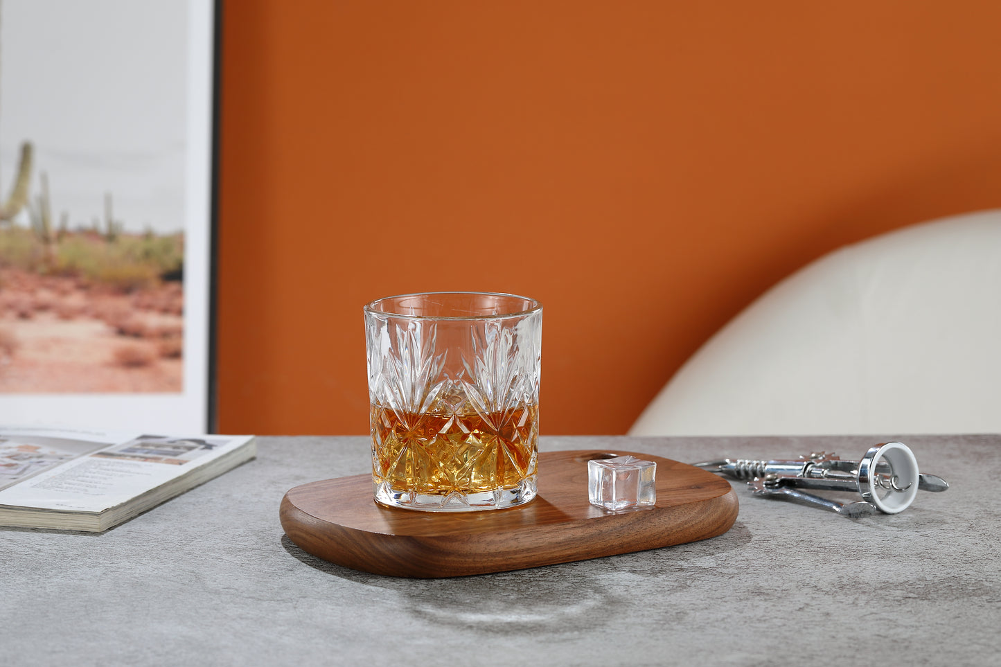 smart "serve" Diamond Cut Whiskey Glasses 340ml, Set of 6, Perfect Bar Glasses for Drinking Whisky, Bourbon, Scotch, Cocktails, Cognac- Old Fashioned Cocktail Tumblers, Classic Cut Design.