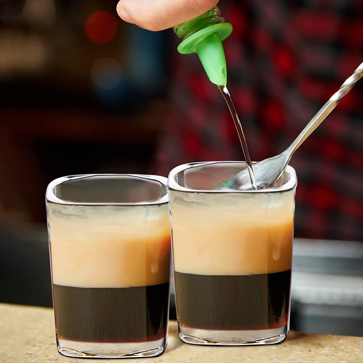 Artistic arrangement of Square Shot Glasses for a toast