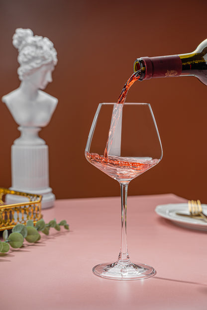 smart "serve" Premium Crystal Wine Goblet Set of 6, 440ml | Lead-Free Clear Crystal, Elegant & Reusable | Red Wine Glasses for Parties, Weddings, Anniversaries, Bar & Home | Gift Box, Imported