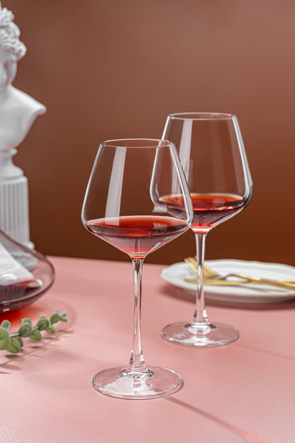 smart "serve" Premium Crystal Wine Goblet Set of 6, 440ml | Lead-Free Clear Crystal, Elegant & Reusable | Red Wine Glasses for Parties, Weddings, Anniversaries, Bar & Home | Gift Box, Imported