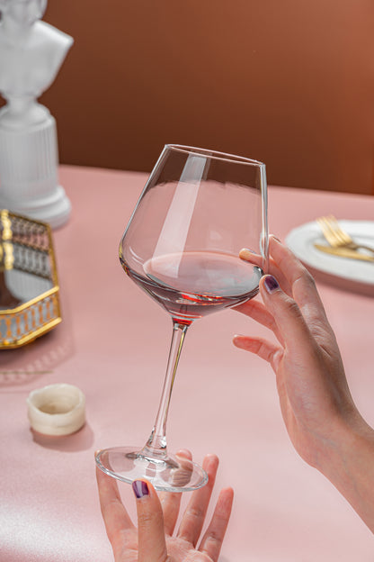 smart "serve" Premium Crystal Wine Goblet Set of 6, 440ml | Lead-Free Clear Crystal, Elegant & Reusable | Red Wine Glasses for Parties, Weddings, Anniversaries, Bar & Home | Gift Box, Imported