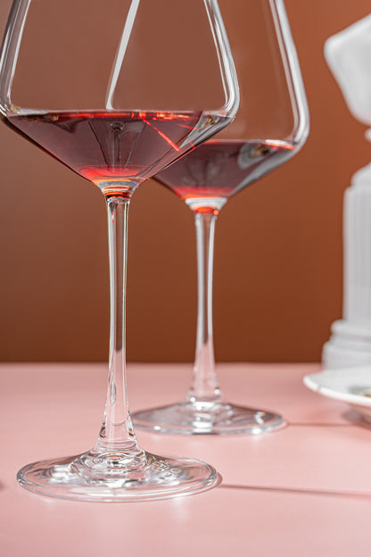 smart "serve" Premium Crystal Wine Goblet Set of 6, 440ml | Lead-Free Clear Crystal, Elegant & Reusable | Red Wine Glasses for Parties, Weddings, Anniversaries, Bar & Home | Gift Box, Imported