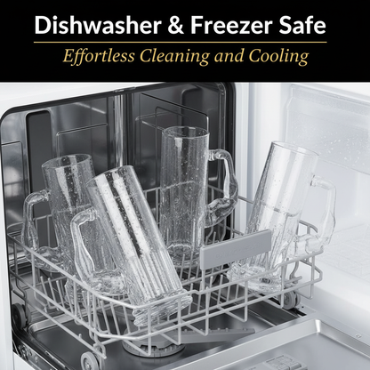 Smartserve Crystal Muscle Beer Mug Set of 6 | 600ml Heavy Clear Glass Beer Mugs | Premium Lead-Free Crystal Barware | Freezer Safe Thick Handle Large Beer Glass Set for Home, Bar & Parties