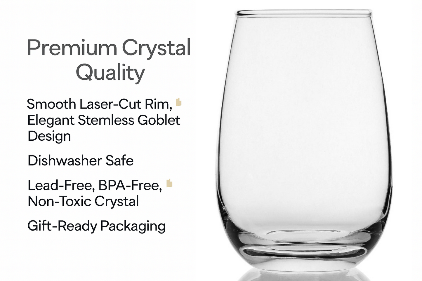 smart "serve" Stemless Wine Glass Set of 6-400ml | Imported Lead-Free Premium Crystal Clear Tumblers | Dishwasher Safe Glassware for Red Wine, Water, Whiskey, Juice, Cocktails, Party & Home Use