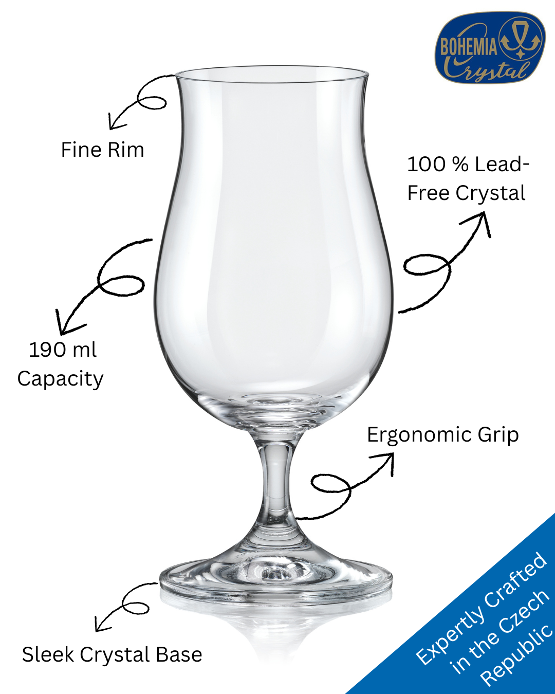 Bohemia Crystal Whiskey Taster Lead Free 190 ml Set of 6 Made in Czech Republic | Classic Tasting Glass and Nosing Copitas | Crystal Snifters Gift Sniffers for Sipping Neat Liquor | Elegant Desing