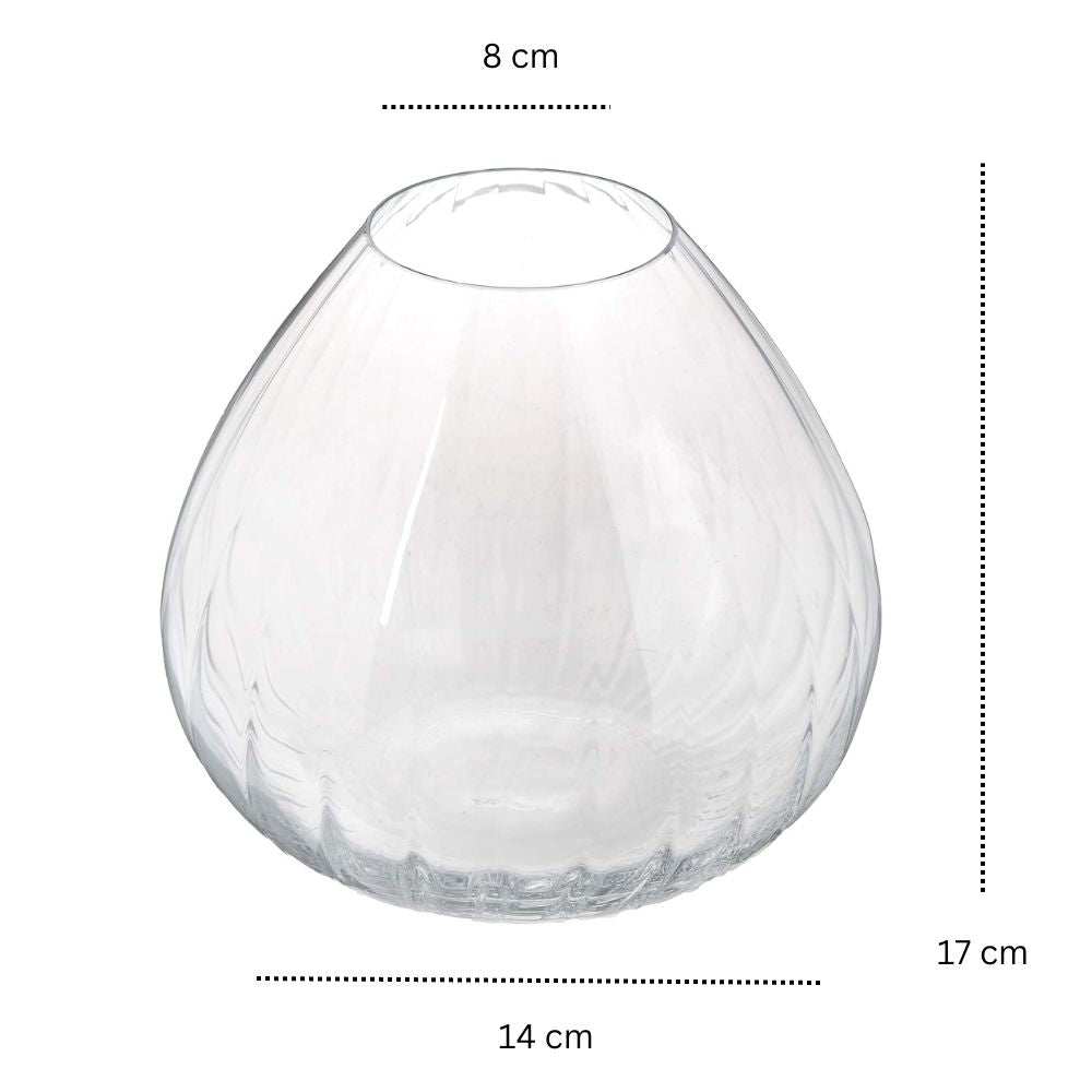 Bohemia Crystal Waterfall Premium Vase 185MM, Crystal Clear, Set of 1 Glass Vase for Flower, Plants, Office, Living Room, Table Decorations, Home Decor, Waterfall Glass Vase, Classic, Lead Free