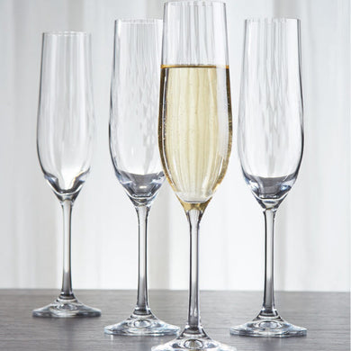 Bohemia Crystal Viola Waterfall Champagne Flute Glass Set, 190ml, Set of 6, Transparent