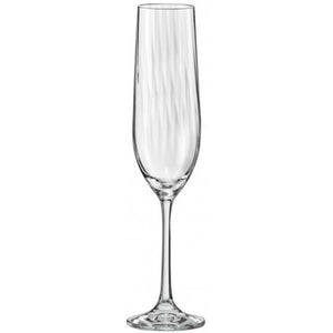 Bohemia Crystal Viola Waterfall Champagne Flute Glass Set, 190ml, Set of 6, Transparent