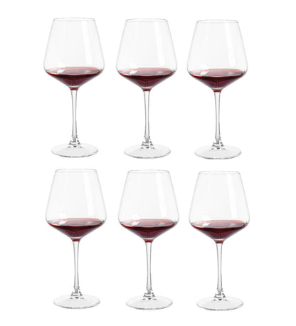 smart "serve" Premium Crystal Wine Goblet Set of 6, 440ml | Lead-Free Clear Crystal, Elegant & Reusable | Red Wine Glasses for Parties, Weddings, Anniversaries, Bar & Home | Gift Box, Imported
