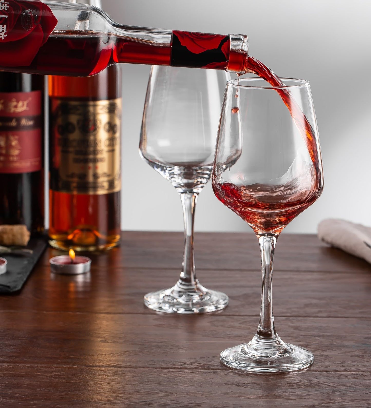 smart "serve" Crystal Red Wine Glasses – Set of 6 | 435ml Lead-Free Clear Glass | Elegant Gift Set for Home, Weddings, Parties & Special Occasions | Reusable, Lightweight & Dishwasher Safe