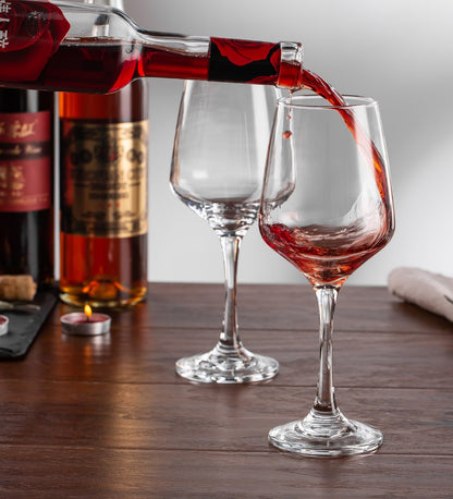 smart "serve" Crystal Red Wine Glasses – Set of 6 | 435ml Lead-Free Clear Glass | Elegant Gift Set for Home, Weddings, Parties & Special Occasions | Reusable, Lightweight & Dishwasher Safe