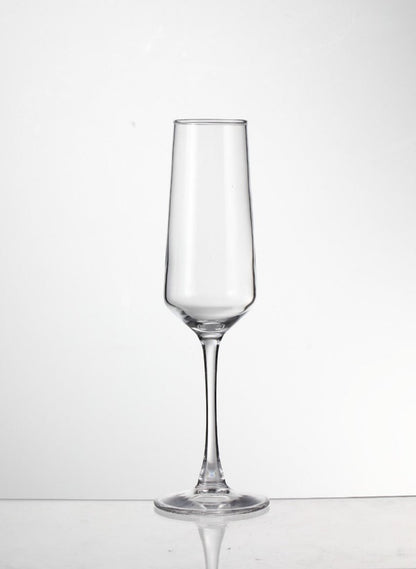 Empty Sparkle Flute highlighting clear glass design.